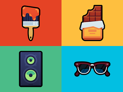 Items 2 audio brush candy chocolate chocolate bar color colorful colors glasses icon icons item items paintbrush painting sound speaker sunglasses sweets