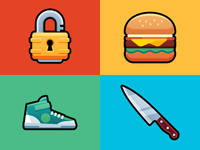 Items 5 art burger chefs colorful colors eat food hamburger icon icons knife lock locked padlock shoe shot sneaker sneakers