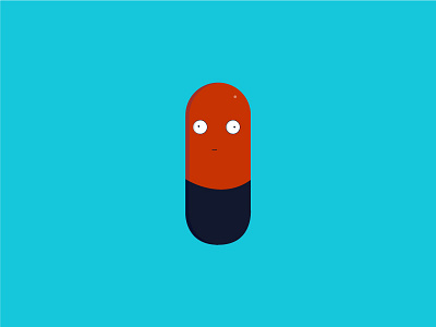 Confused pill blues cartoon graphics illustration pill red vector