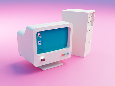 Day #5 (Old Desktop Computer) 3d 3d modelling 3dart blender blender3d blenderart blendercycles design lowpoly