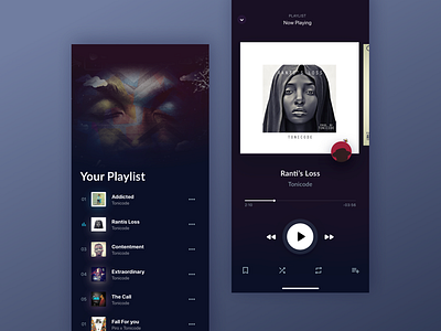 Dark Themed Music Player artists dark interaction music principle app sketch streaming user interface