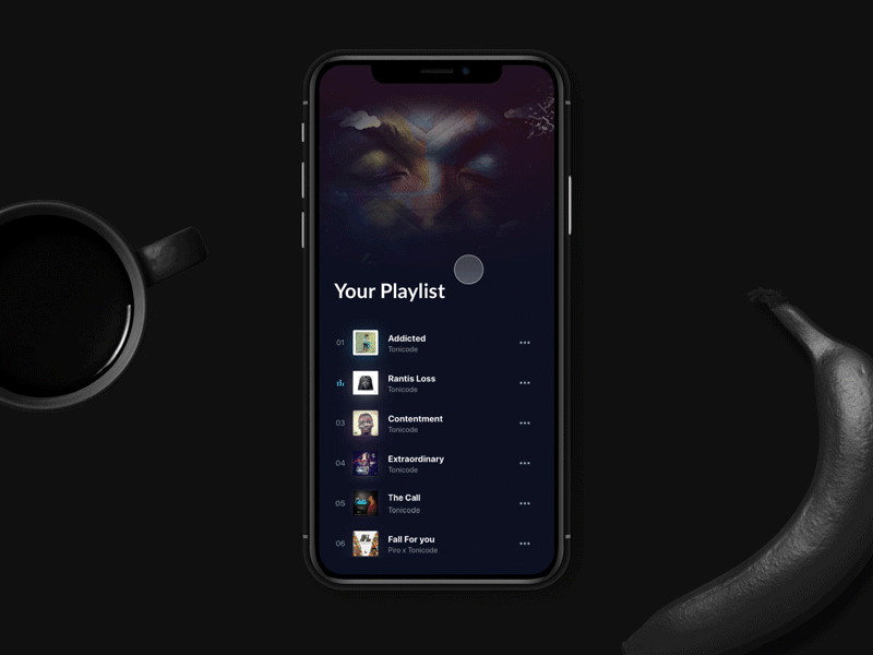 Dark Music Player Interaction Design + FREEBIE dark dark theme design interaction design music playlist