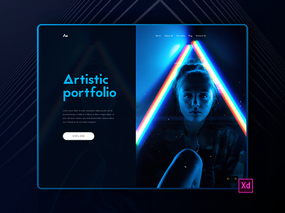 Artistic Portfolio Interface Design(Dark) adobexd app branding dark design minimal toniadegbenro ui ux