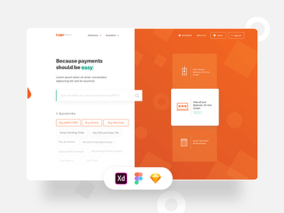 FREEBIE - Biller Landing Page Design (XD + Sketch + Figma) adobexd app design figma logo minimal sketchapp ui ux vector web