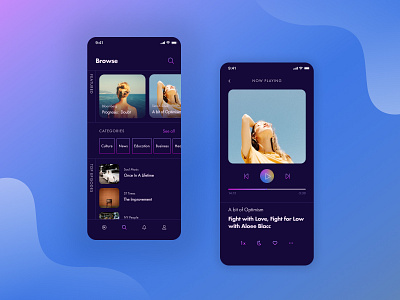 Postcast App - UI Design Concept app concept design flat minimal mobile app podcast ui ux