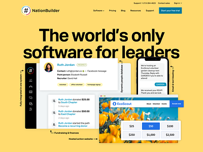 NationBuilder 10x branding design homepage illustration interactive product web design website