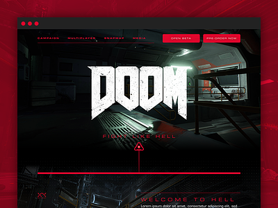 DOOM - "Descent Into Hell" bloody demons design doom hell homepage interactive marine weapons web web design website