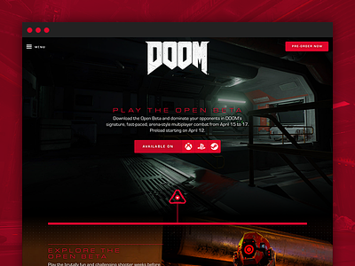 DOOM - Open Beta bloody demons design doom hell homepage interactive marine weapons web web design website