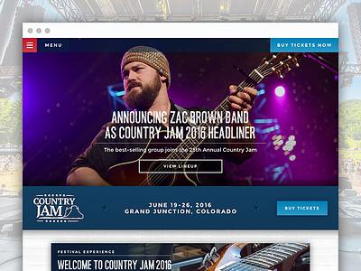 Country Jam - Site Design country country jam country music design festival homepage interactive music web web design website