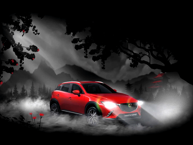 Mazda CX3 Teaser cars design gif japan lights motion red website
