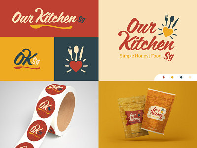 Our Kitchen SG brand identity branding design food catering brand graphic design logo mockup