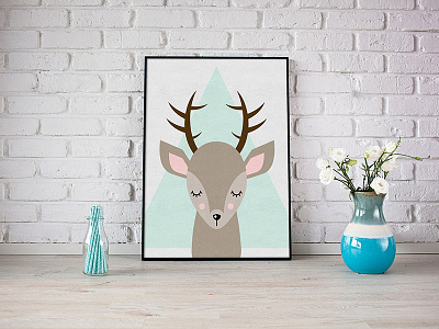 Deer animal deer poster print sketch vector