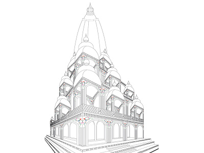 Krishna Mandir illustration krishna mandir line art nepal