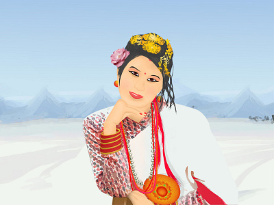 Beautiful Misa illustration nepal newari girl
