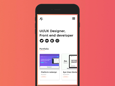 Portfolio Mobile design concept design iphone mobile personal website portfolio ui ux