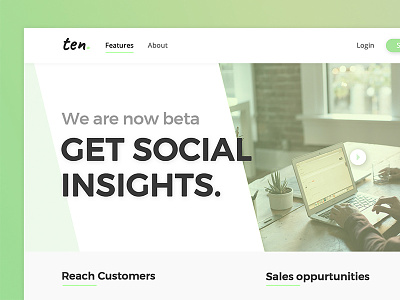 Ten Marketing agency landing page beta clean design green marketing minimal semi flat