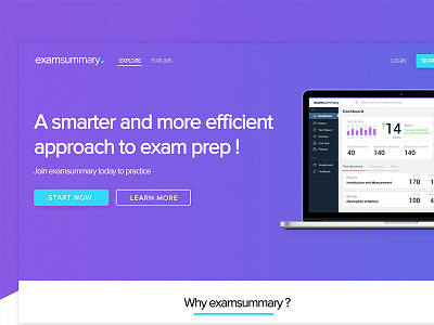 Examsummary Learning platform minimal design