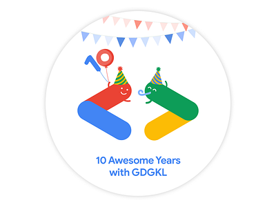 10 Awesome Years with GDGKL design google illustration logo