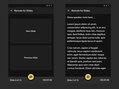 Remote for Slides PWA - Bottom App Bar with FAB material design pwa ui web