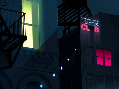 Tiger Club Night affinity affinity designer city digital art night vector