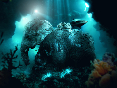 Elephant King deep sea digital art elephant photography underwater