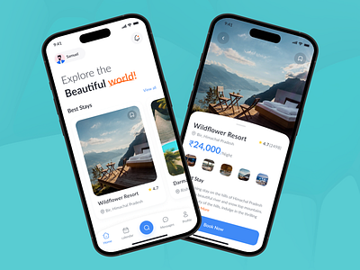 Hotel Booking App app bookingapp branding design designer hotelapp hotelbooking lightdarktheme lighttheme mobiledesign productdesign productdesigner theme travelapp ui uiux uiuxdesign uiuxdesigner ux uxdesigner