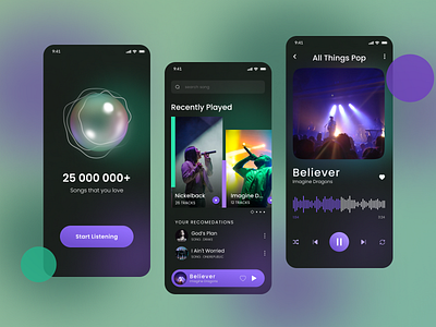 Music App app design mobiledesign music musicapp playlist podcast productdesign songs spotify ui uiuxdesign ux