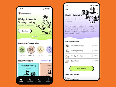 Fitness App app branding design fitnessapp illustration logo mobiledesign productdesign ui uiuxdesign ux