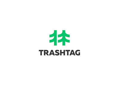 Trashtag eco fir green hash hashtag logo soft tree
