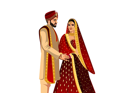 indian bride and groom cartoon