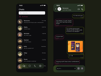 Direct messaging app animation app branding chat chat app dark theme design direct messaging app graphic design illustration illustrator message messaging app ui ux vector whatsapp