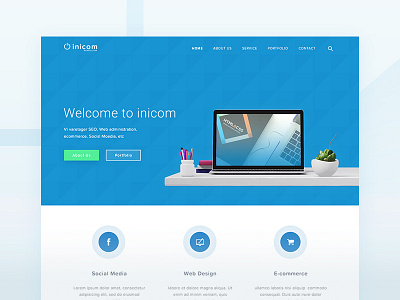 inicom - Website re-design landing page behance blue design dribbble illustration like love portfolio prototype ui ux web
