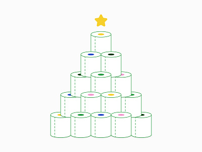 Toilet Paper Tree christmas covid illustration ornaments rolls stacked star toiletpaper tree