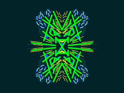 Flight doodle bright cat dark design doodle green illustration neon pro procreate symmetric type x