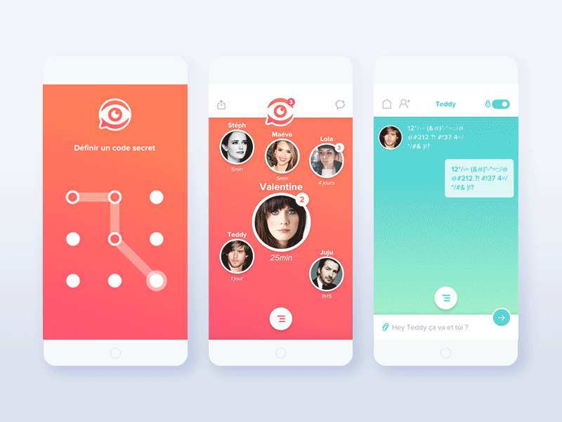 Messenger app blue chat design ios message mobileapp pink ui ux