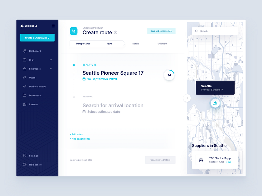 Logicsols - Shipment RFQ by Maciej Kałaska for widelab on Dribbble