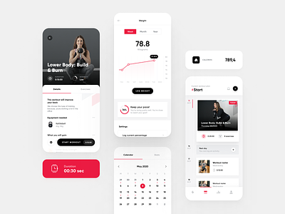 Kinastic Coach - Individualized Fitness and Lifestyle Coaching calendar chart clean dashboard details exercise fitness graph health overview sport statistics timeline tracker training ui ux weight widelab workout