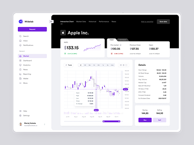 Stocks and cryptocurrency trading platform app chart crypto cryptocurrency dashboard exchange finance fintech graph invest investing market marketplace stocks trade trading ui ux wallet widelab