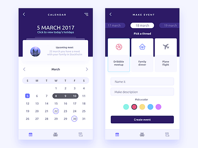 🍑 Calendar app calendar color dailyui event icon make mobile page ui ux