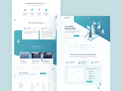Locatee - Landing page above the fold blog chart clean dashboard features gradient hero home homepage isometric landing menu page responsive tabs testimonials web website widelab