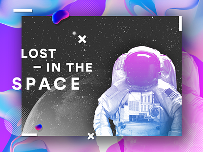 Lost in the space ✨🌔 composition fluidelements fluo galaxy geometric gradient illustration minimal moon photoshop spaceman stars