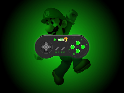 Luigi's Mansion Custom SNES Controller control pad controller flat flat illustration illustration luigi nintendo retro games snes super mario super nintendo