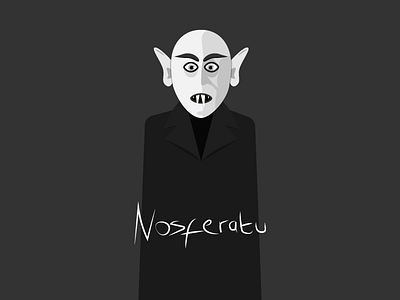 Nosferatu black and white dracula flat horror illustration nosferatu vampire