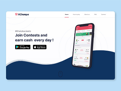 Landing page for Fantasy cricket app app hero section landing page ui uidesign