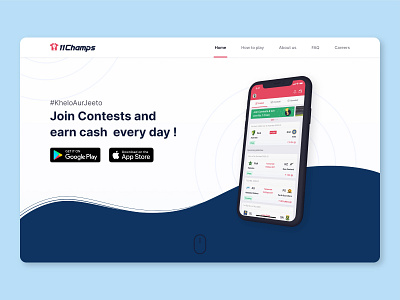 Landing page for Fantasy cricket app app hero section landing page ui uidesign