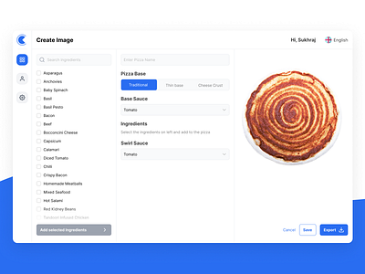 Pizza image generator food tech pizza side project tool ui webapp