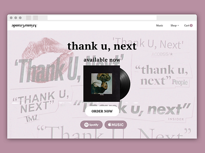 Daily UI 003 album ariana grande conceptdesign dailyui dailyuichallenge design desktop ui landing landing design landing page landing page concept order ui ux designer web design