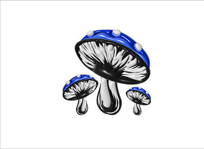 blue mushroom 3 d 3d branding design graphic design illustration logo mascot ui ux vector