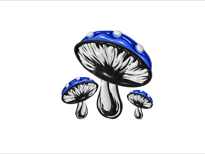 blue mushroom 3 d