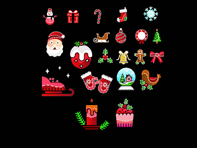 21 sets of batik Christmas icons abstract background batik christmas decoration design element graphic icon illustration pattern vector
